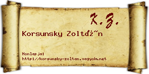 Korsunsky Zoltán névjegykártya